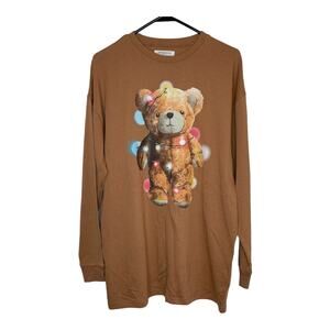 Grayson/Threads New Teddy Bear Ornaments Oversized Brown Sweatshirt Size XS